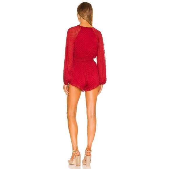 Tularosa Claudia Long Sleeve Romper in Deep Red XXSmall New - Picture 3 of 12